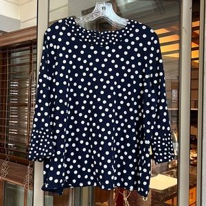 Boden top. Size 18. Navy with white dots.